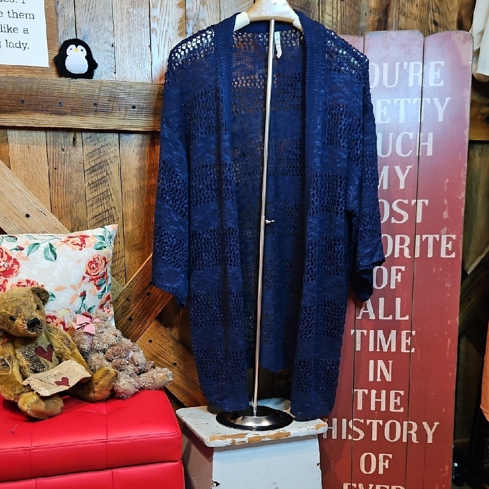 055 POL Deep Blue Knit Cardigan